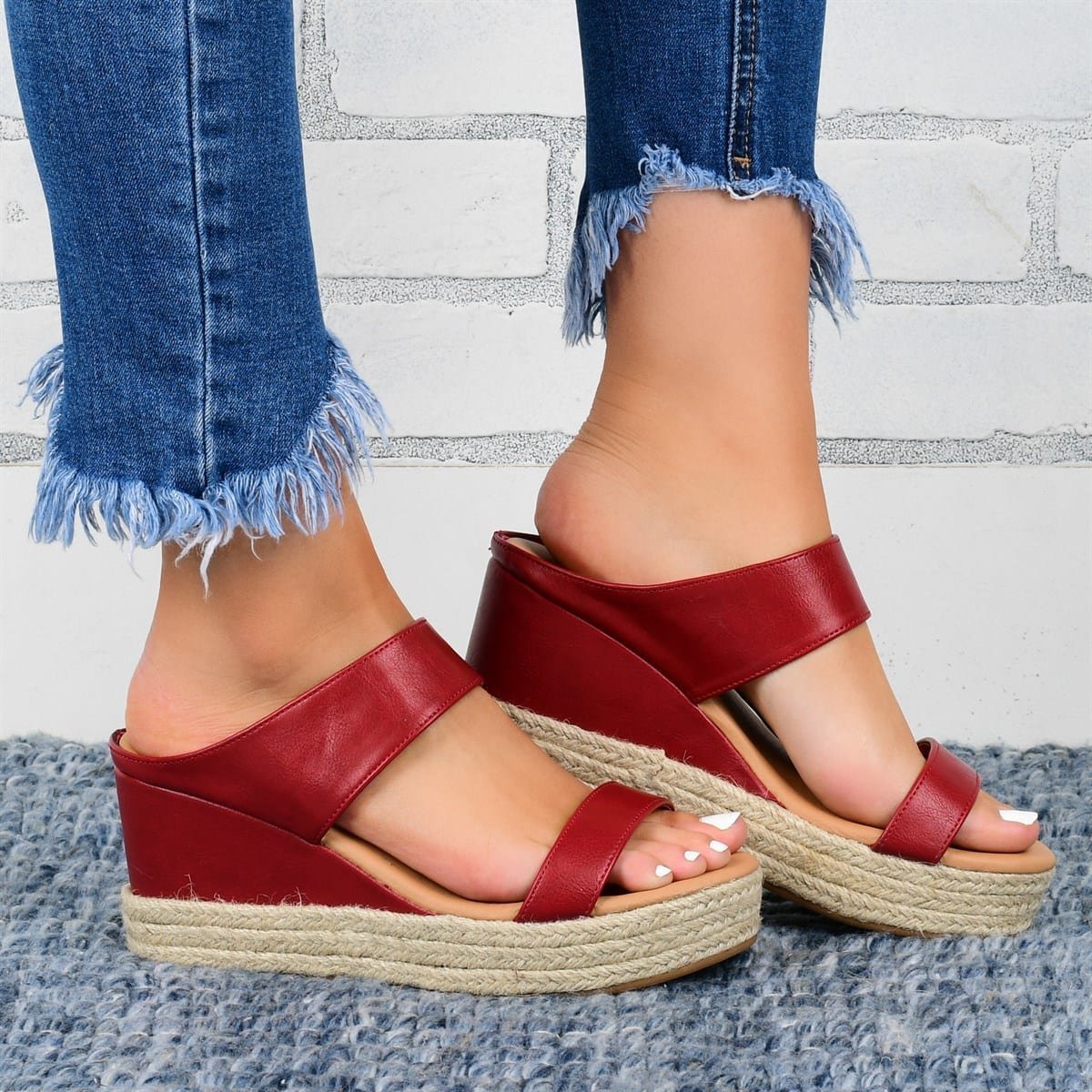 Women's Wedge Heel Sandals - Casual Hemp Platform Shoes