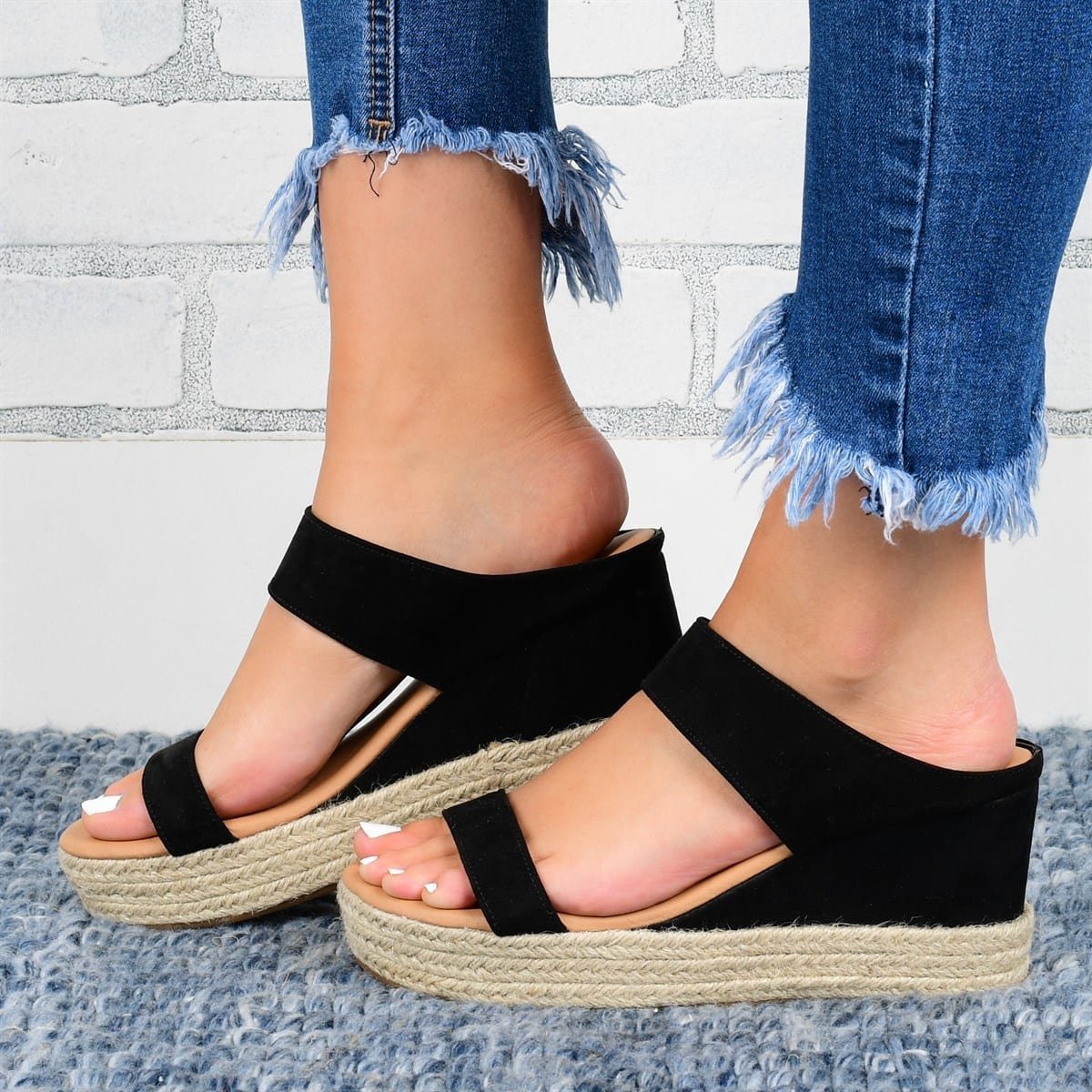 Women's Wedge Heel Sandals - Casual Hemp Platform Shoes