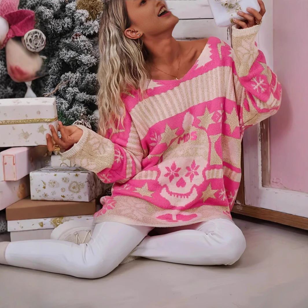 Women's Fashion Embroidery Skull Element Sweater