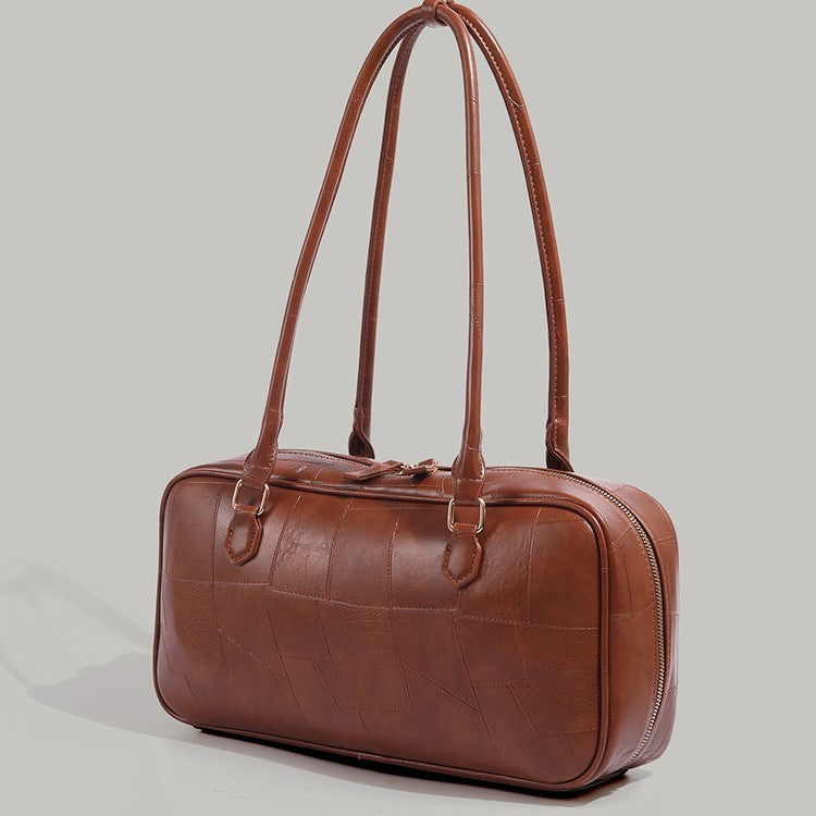 Retro Patchwork Commuter Handbag - Large Capacity