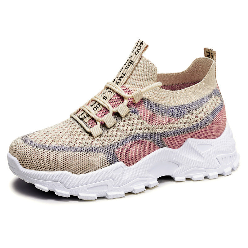 Soft Sole Lightweight Dad Shoes Women's Shoes Flying Woven Breathable Mesh Surface Shoes