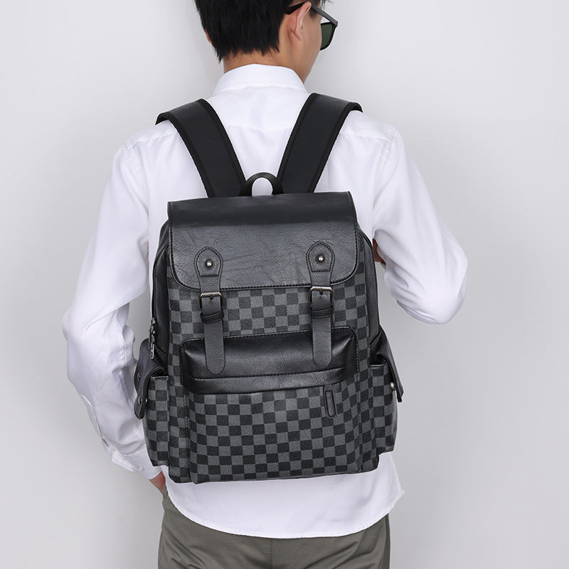 Large Capacity Plaid Travel Backpack - 36-55L