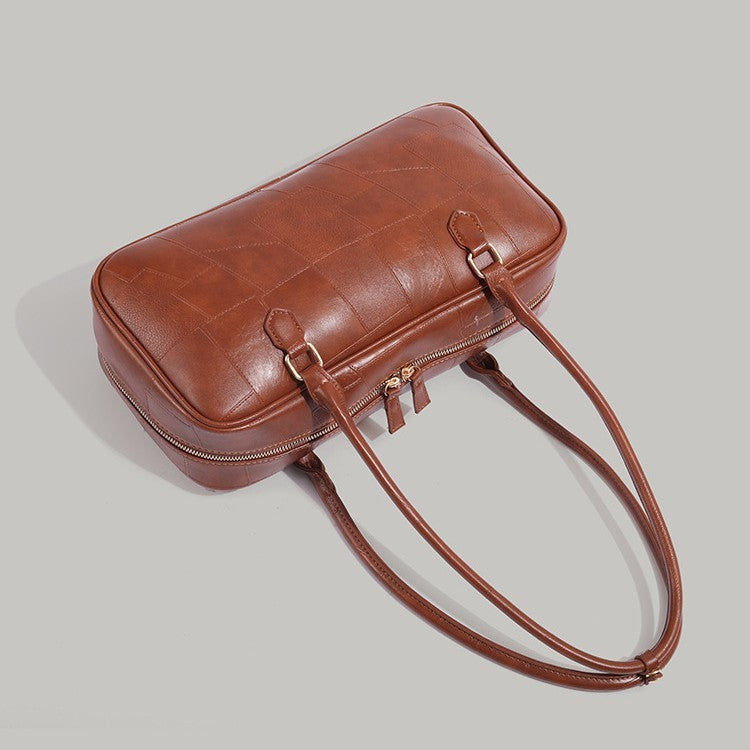 Retro Patchwork Commuter Handbag - Large Capacity