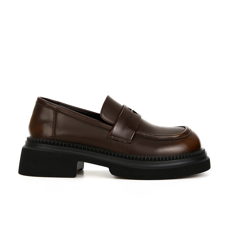 British Style Retro Rub Colored Thick Bottom Loafers