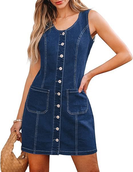 Casual Solid Color Sleeveless Mid-length Waist Dress