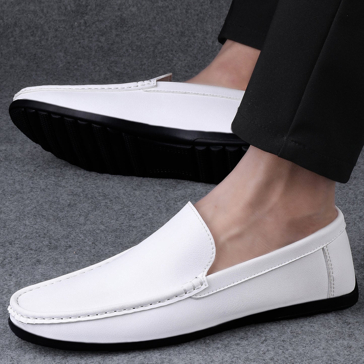 Men's Casual Style Loafers Low-top Soft Bottom White