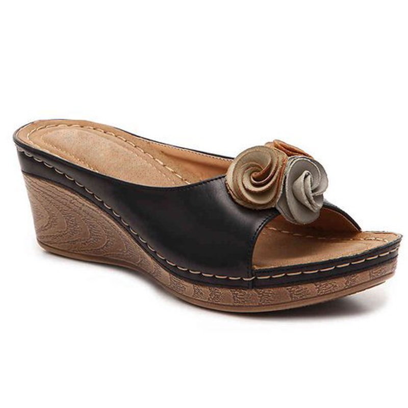 Fashion Flower Wedge Fish Mouth Sandals Women's Shoes