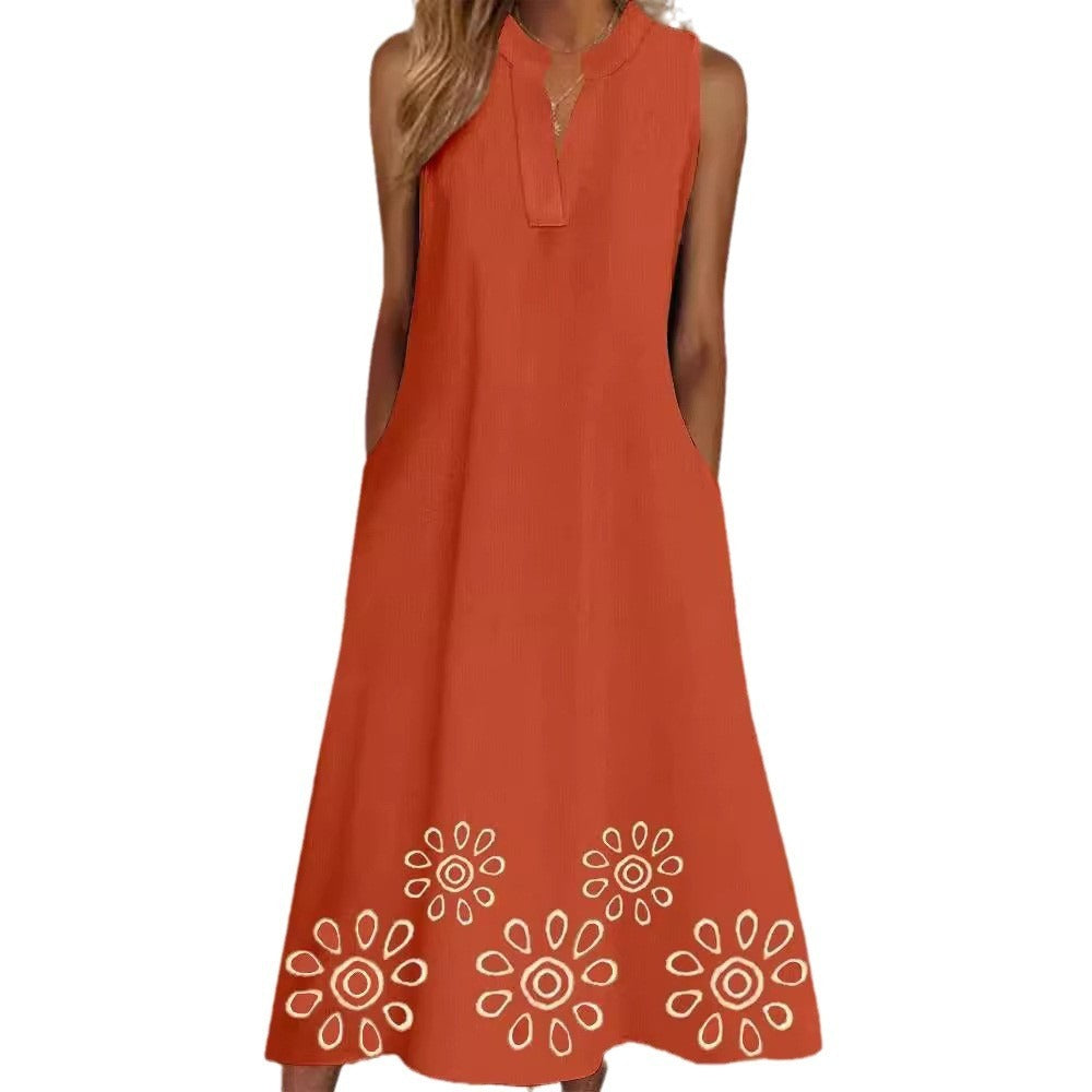 Women's V-neck Simplicity Printed Casual Dress