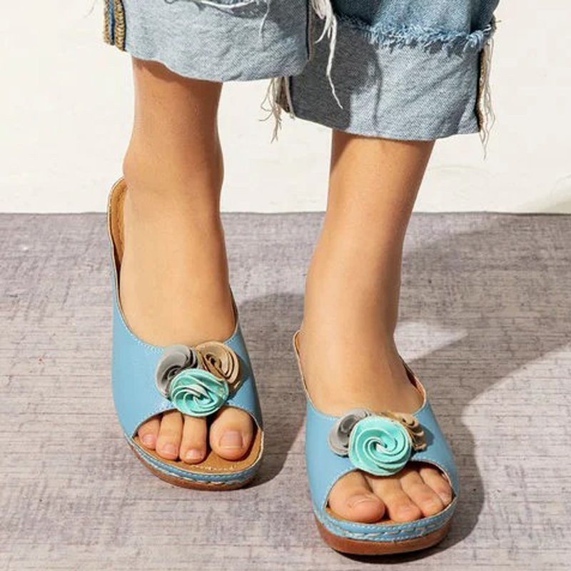 Fashion Flower Wedge Fish Mouth Sandals Women's Shoes