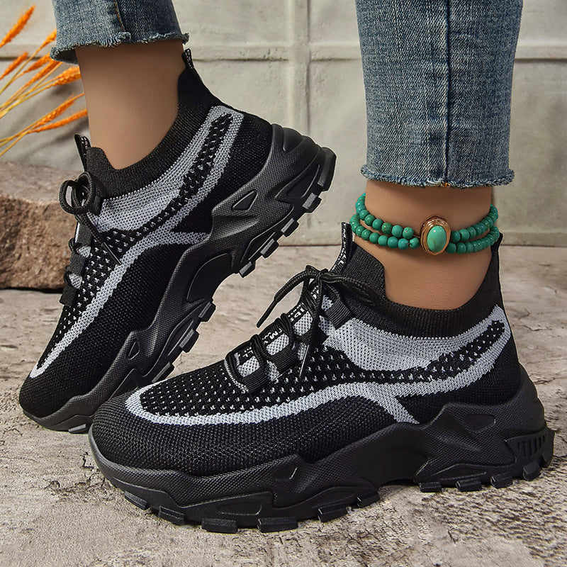 Soft Sole Lightweight Dad Shoes Women's Shoes Flying Woven Breathable Mesh Surface Shoes