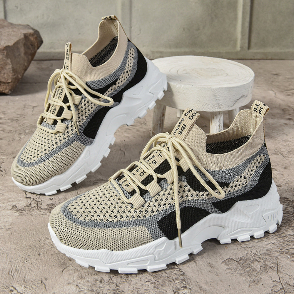 Soft Sole Lightweight Dad Shoes Women's Shoes Flying Woven Breathable Mesh Surface Shoes