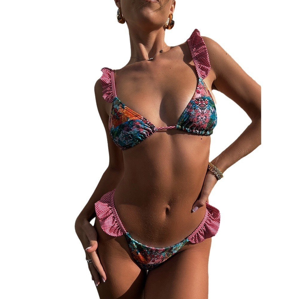 Bikini Split Swimsuit Women Ruffled