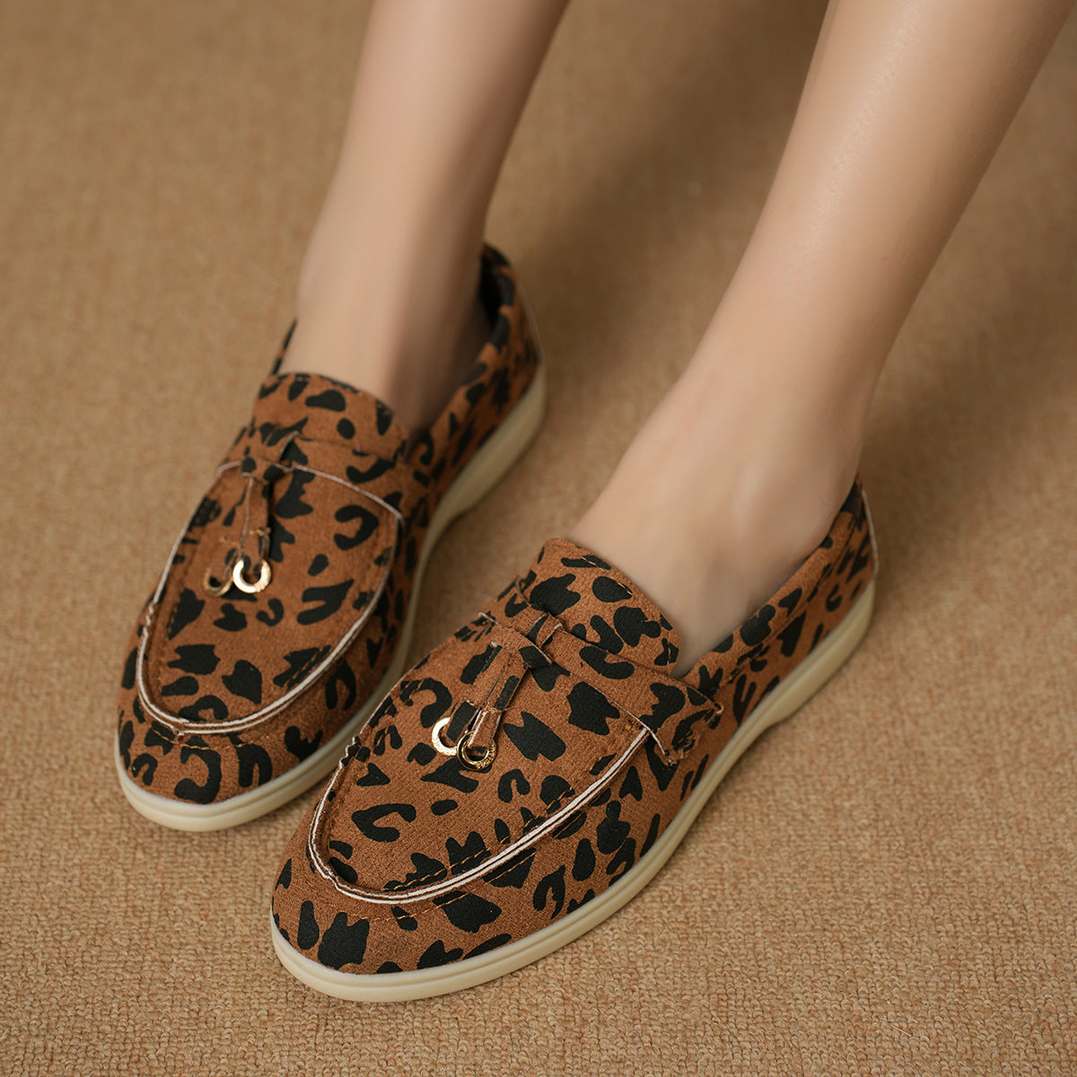 Leopard Print Casual Slip-on Pumps British Style Single-layer Shoes