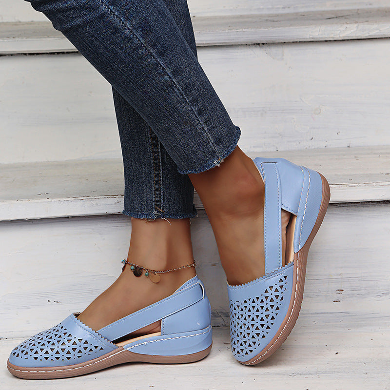 Round Toe Wedge Cross-border Large Size Flat Bottom Women's Sandals
