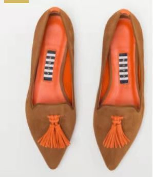 Women's Low-cut Pointed-toe Colorblock Tassel Flat Shoes