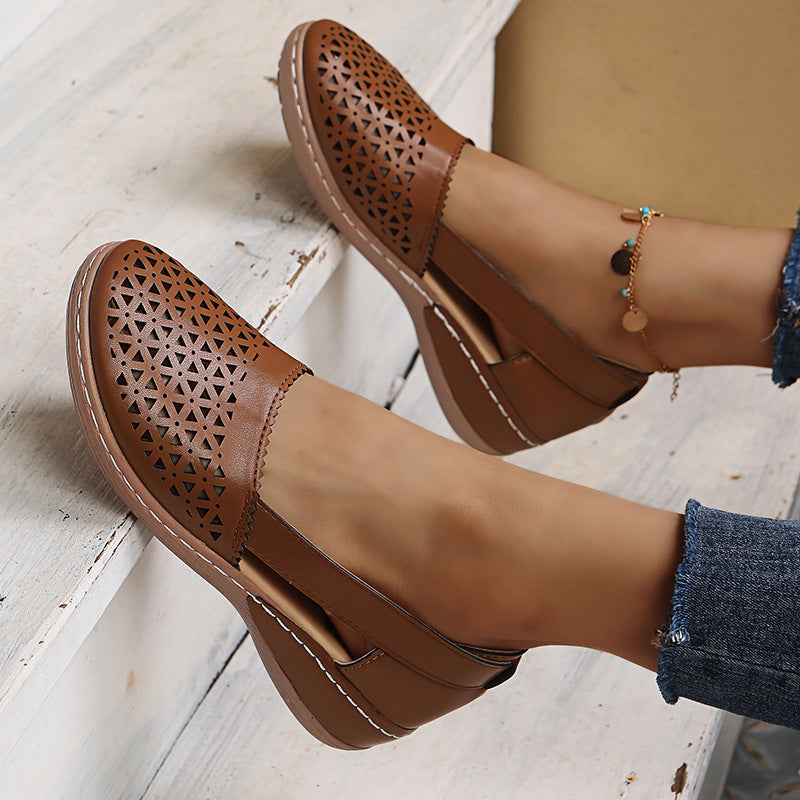 Round Toe Wedge Cross-border Large Size Flat Bottom Women's Sandals