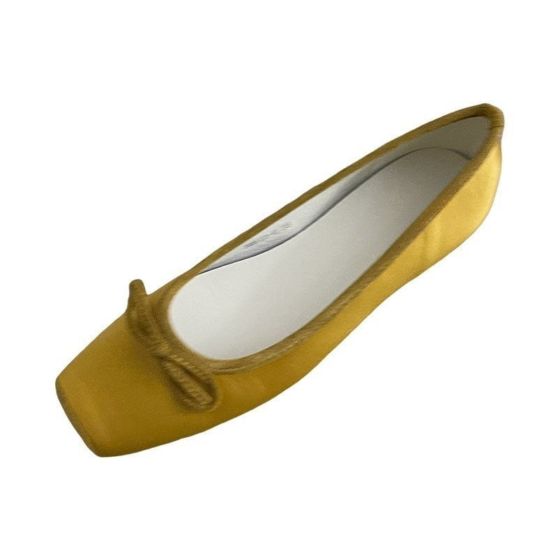 Bow Satin Shoes With Hidden Heels Women's New Square Head