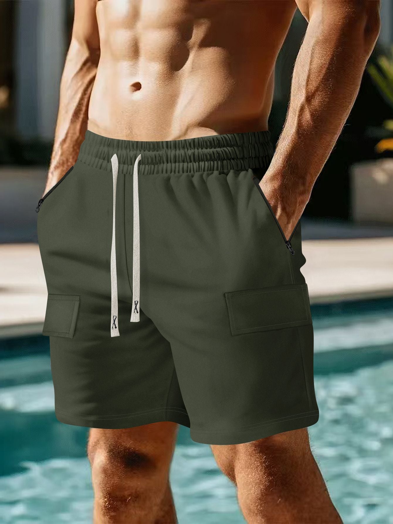 Casual Multi-pocket Workwear Shorts Lace-up Five-point Men