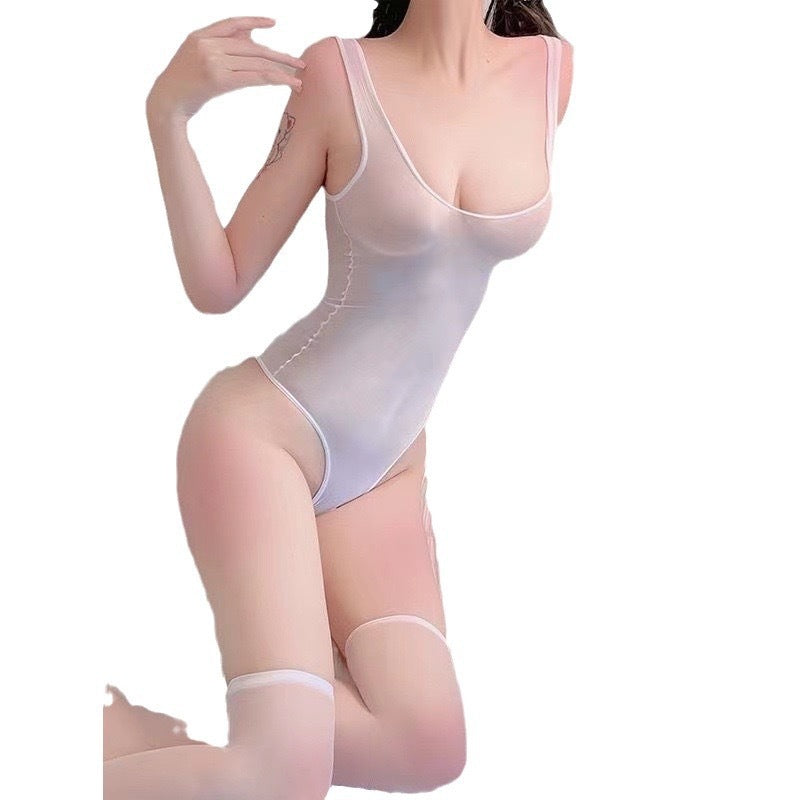 Women's Simple Solid Color Open Crotch Japanese Sweet Jumpsuit