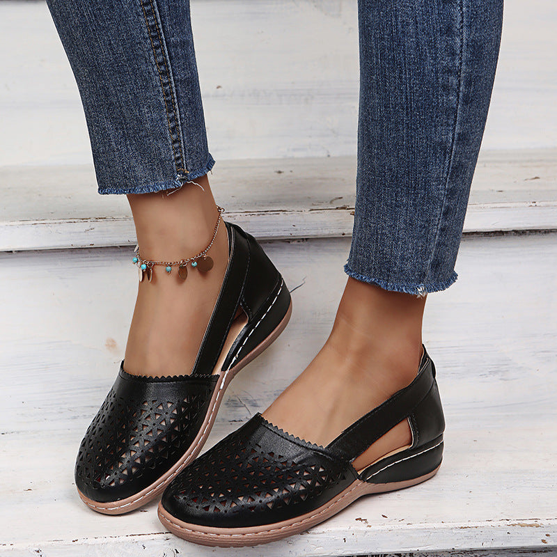 Round Toe Wedge Cross-border Large Size Flat Bottom Women's Sandals