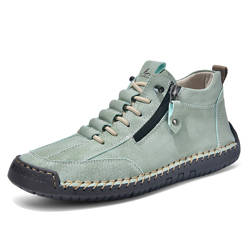 Men's Casual Leather Shoes Retro High Top