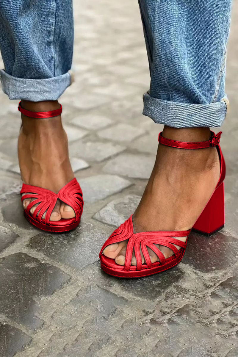 Women's High Heel Fashion Peep Toe Buckle Sandals