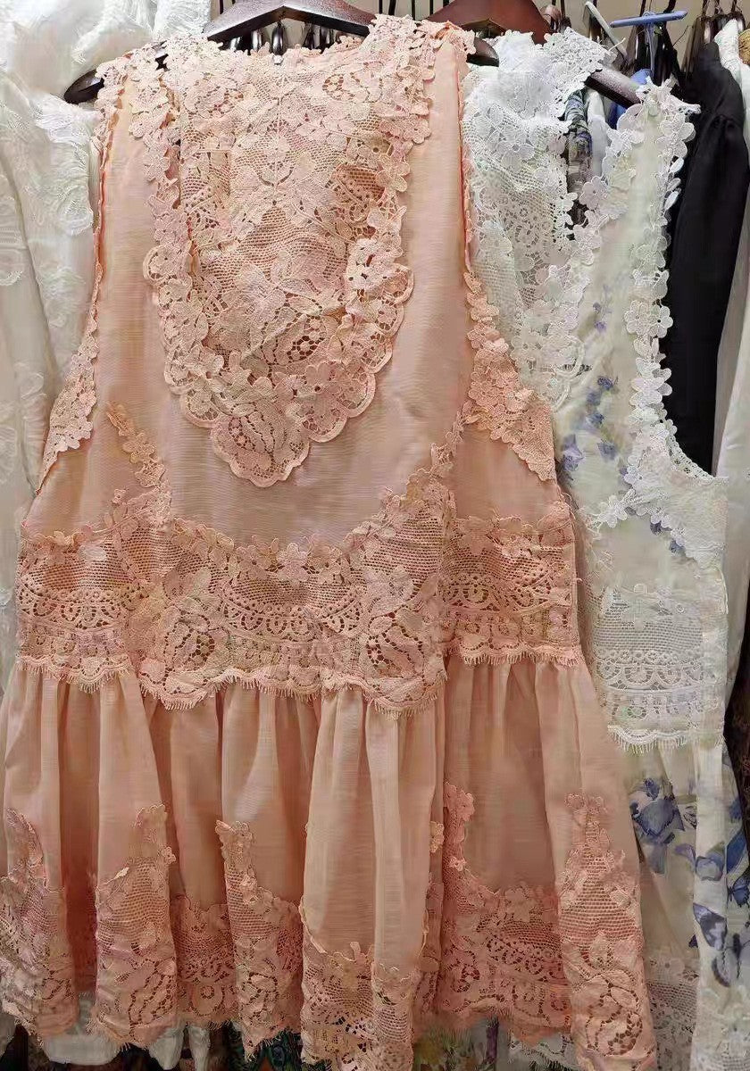 Women's Fashion Lace Stitching Dress Vest Suit
