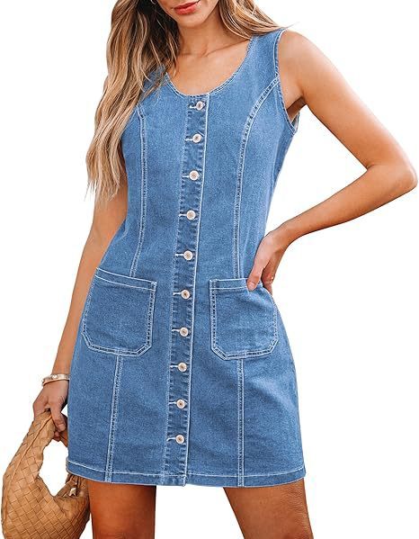 Casual Solid Color Sleeveless Mid-length Waist Dress