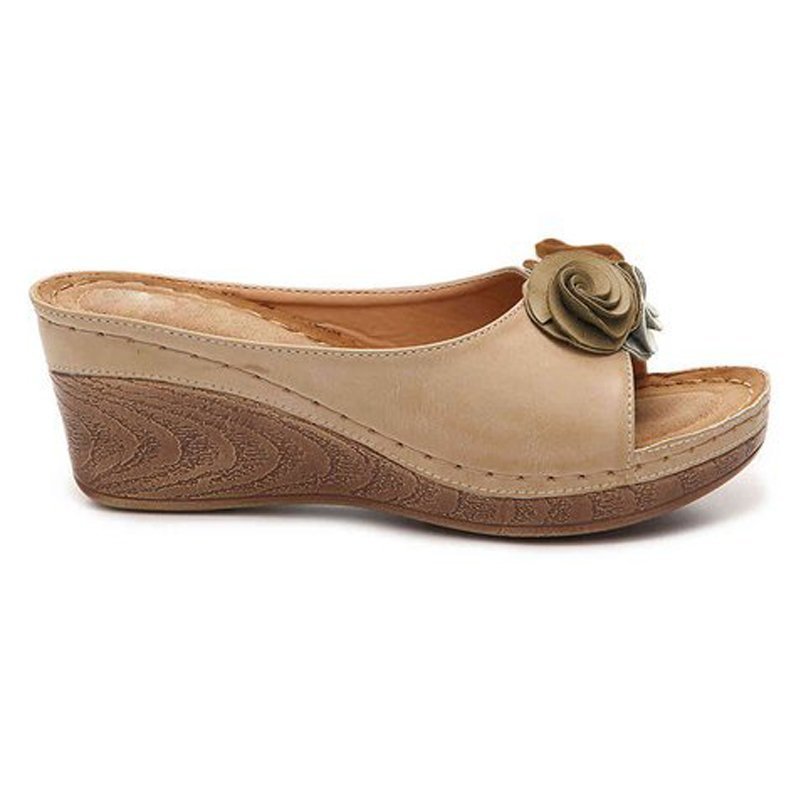 Fashion Flower Wedge Fish Mouth Sandals Women's Shoes
