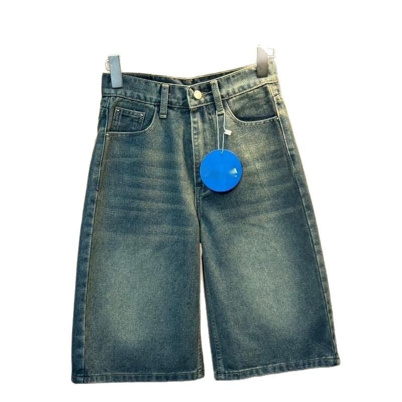 American Retro Washed Loose Design Fift Pants Men