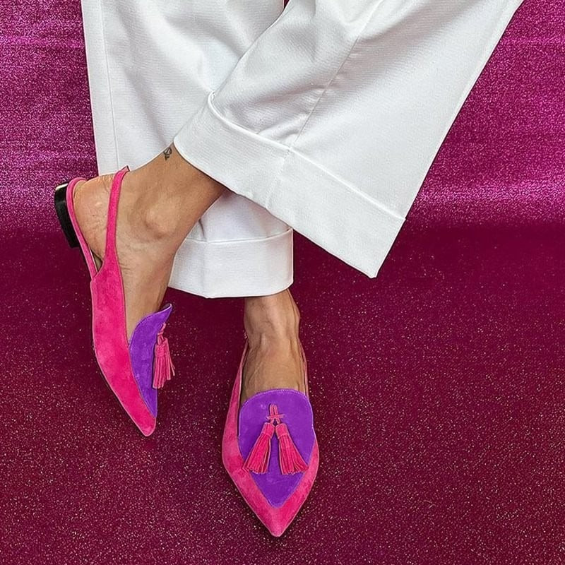 Color Matching Women's Plus Size Pointed Low Heel Slingback Sandals