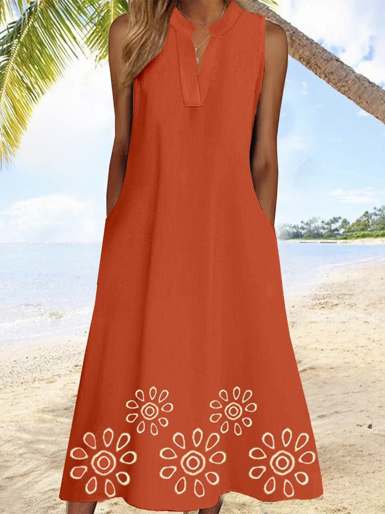 Women's V-neck Simplicity Printed Casual Dress
