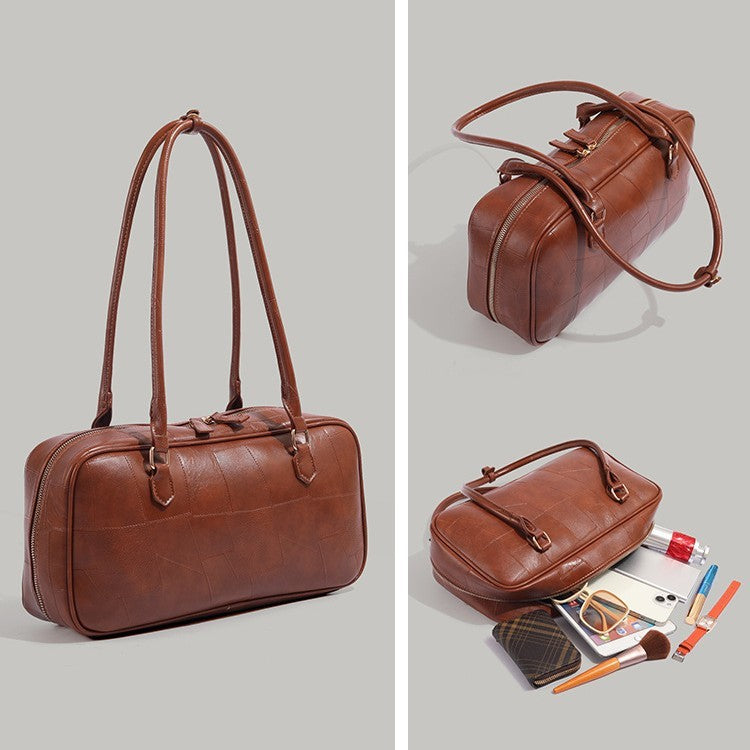 Retro Patchwork Commuter Handbag - Large Capacity