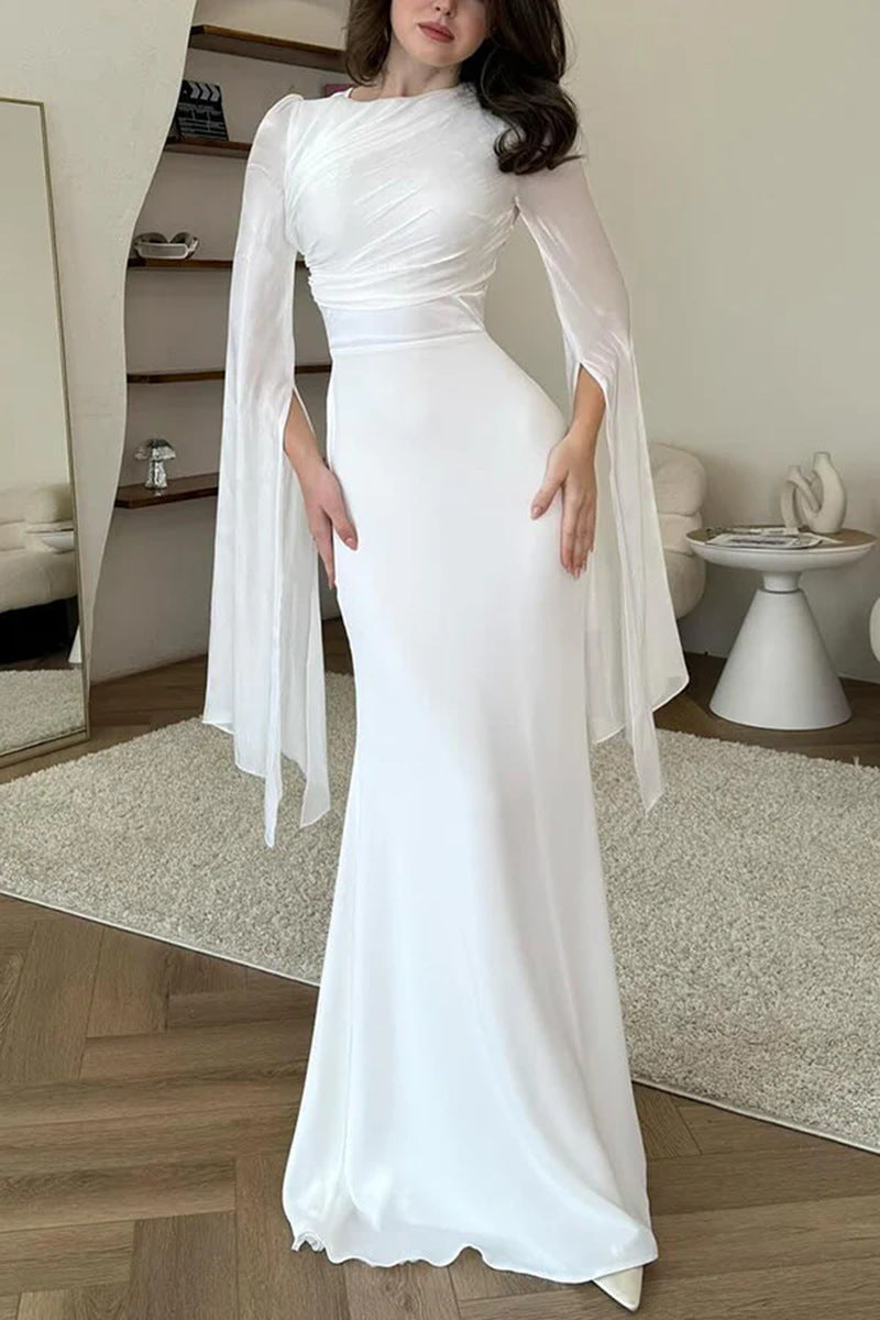 Women's Fashion Temperament Crew Neck Slim Fit Dress