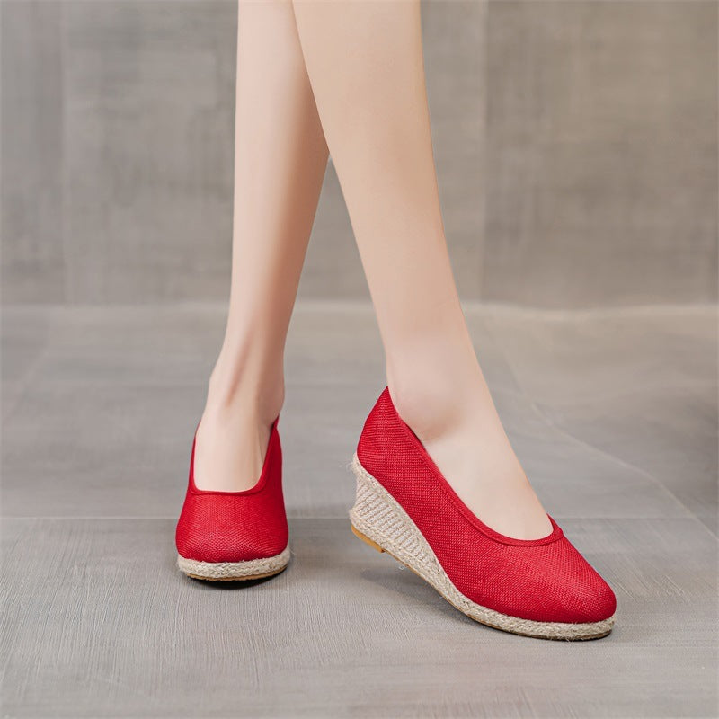 High Heel Women's Shoes Work Shoes Pointed Straw Pumps
