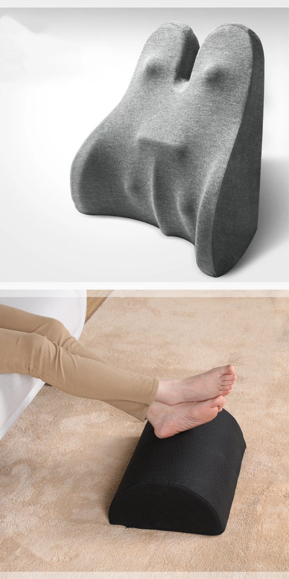 Memory Foam Lumbar Support Pillow - Car Seat & Office Chair Cushion