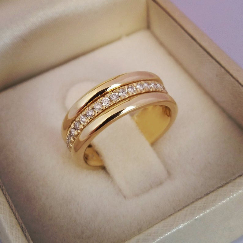 Golden Rhinestone Ring - Copper Plated Fashion Jewelry