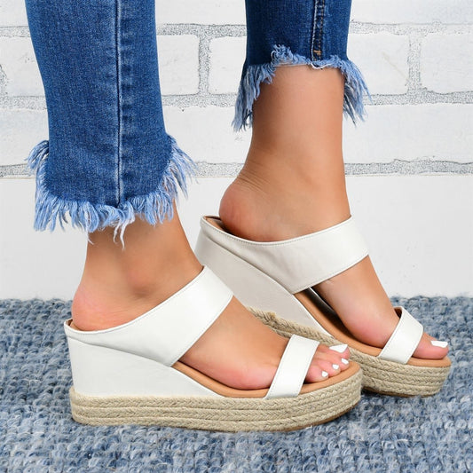 Women's Wedge Heel Sandals - Casual Hemp Platform Shoes
