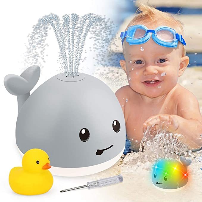 Baby Whale Bath Toy - Floating Water Spraying Toy with LED Lights