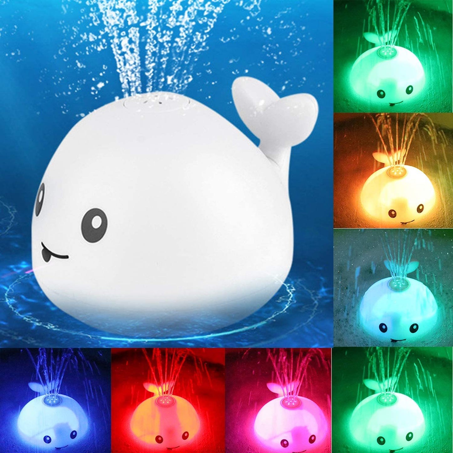 Baby Whale Bath Toy - Floating Water Spraying Toy with LED Lights