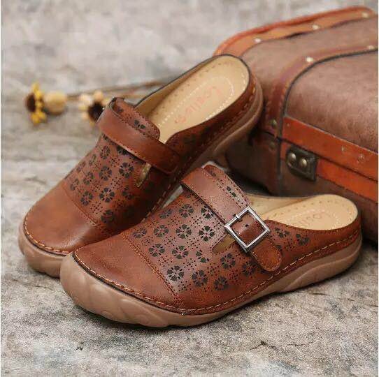 Large Size Women's Shoes Hollow Baotou Buckle Sandals African Comfortable Ladies Slippers Platform Slippers