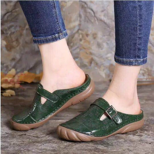 Large Size Women's Shoes Hollow Baotou Buckle Sandals African Comfortable Ladies Slippers Platform Slippers