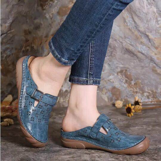 Large Size Women's Shoes Hollow Baotou Buckle Sandals African Comfortable Ladies Slippers Platform Slippers