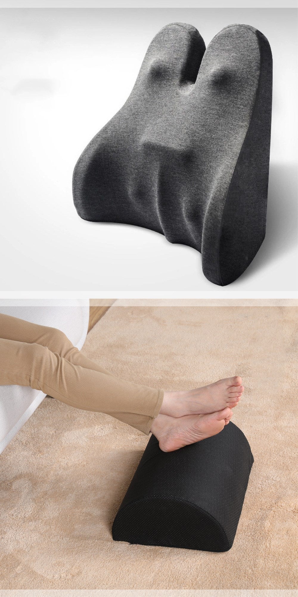 Memory Foam Lumbar Support Pillow - Car Seat & Office Chair Cushion