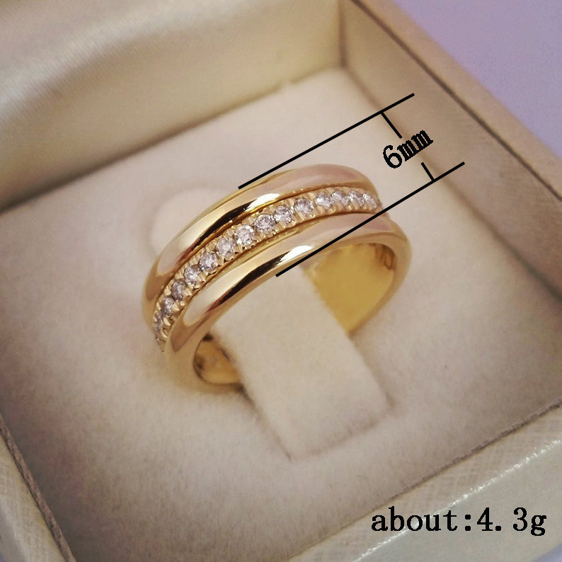 Golden Rhinestone Ring - Copper Plated Fashion Jewelry