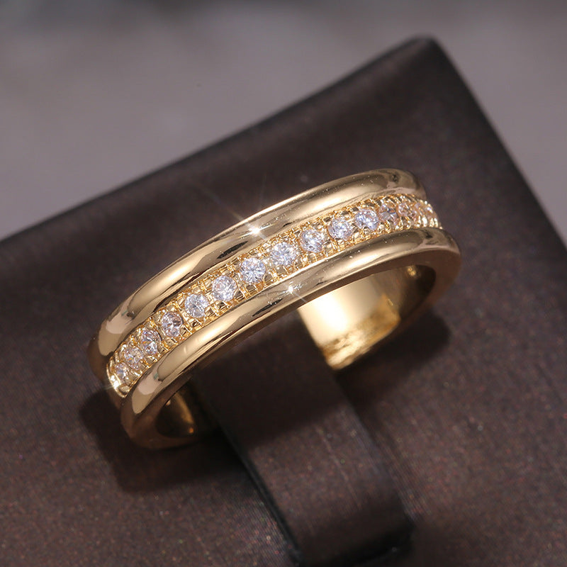 Golden Rhinestone Ring - Copper Plated Fashion Jewelry