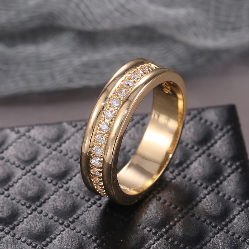 Golden Rhinestone Ring - Copper Plated Fashion Jewelry