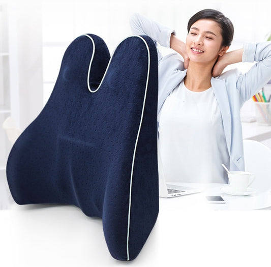 Memory Foam Lumbar Support Pillow - Car Seat & Office Chair Cushion