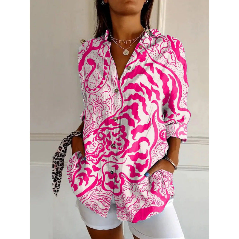 Women's Drop-Shoulder Long Sleeve Blouse - Fashion Top