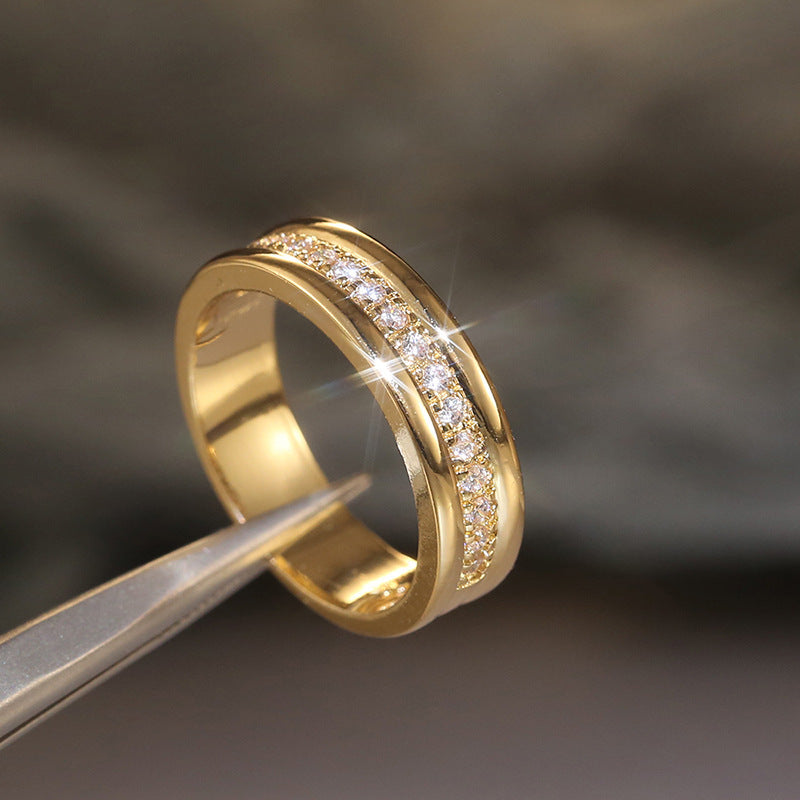 Golden Rhinestone Ring - Copper Plated Fashion Jewelry